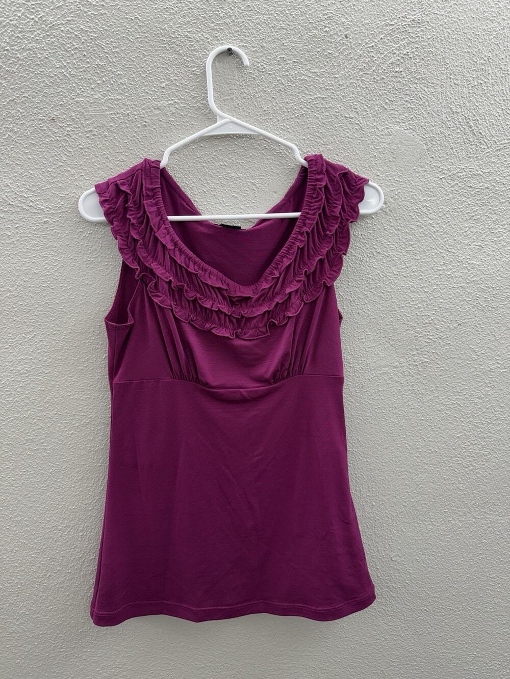 XOXO Womens Tank Top Size Medium Purple Sleeveless Ruffled Neckline
